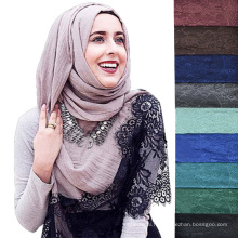 Nouveau design mode couleur unie plaine dentelle femmes musulman hijab écharpe dubai